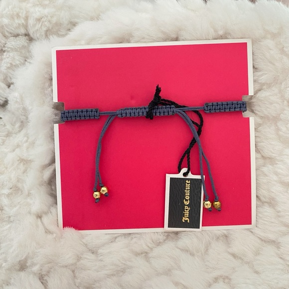Juicy Couture Dark Blue Rope Gold Crystal Friendship Adjustable Bracelet NWT - Picture 8 of 8